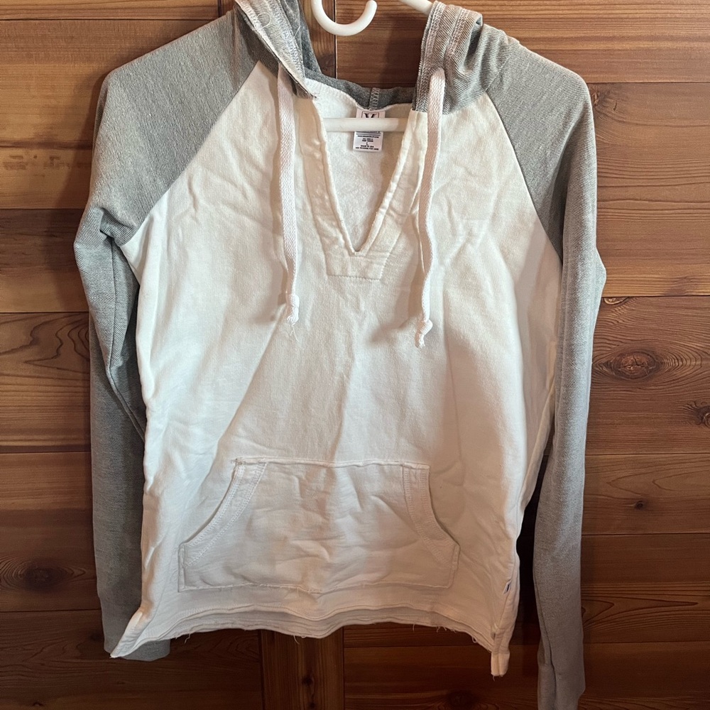 Women's Gray and White Hoodie